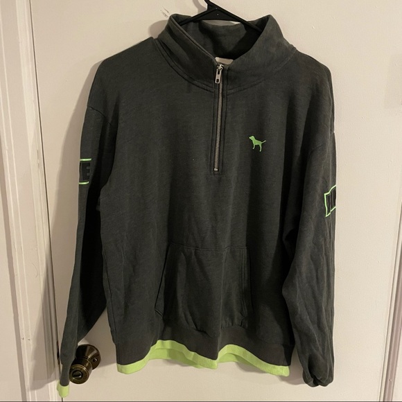 Dark Heathered Grey Victoria Secret Pink Quarter Zip - Picture 1 of 7